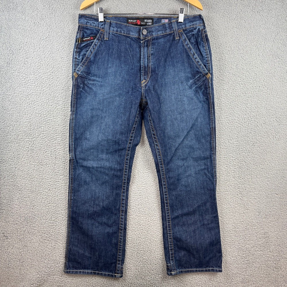 Ariat FR M4 Relaxed Boot Cut Jeans Mens 34x30 Flame Resistant Blue Denim CAT 2